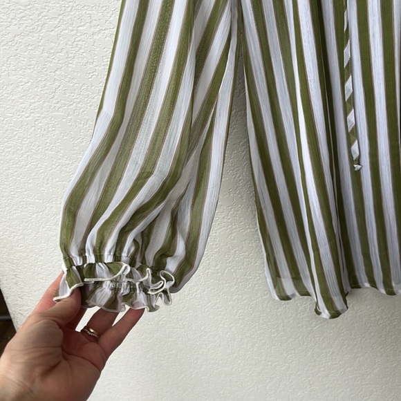 NWT Show Me Your Mumu Charlene Tunic Oversized Blouse Striped Green White Small - Picture 6 of 14